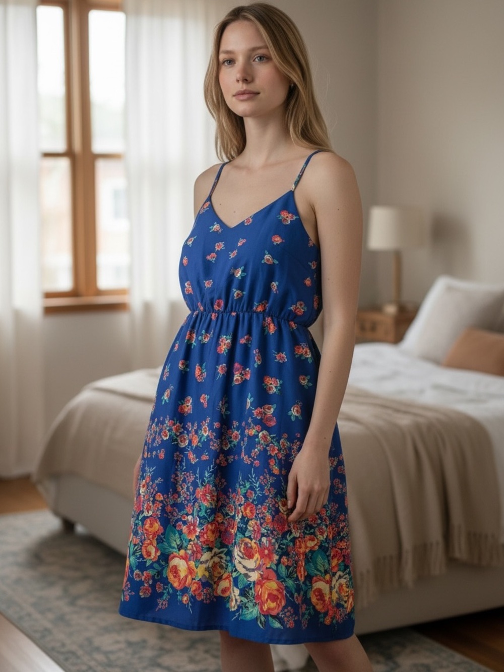 Every  Blue Floral Spaghetti-Strap Sundress